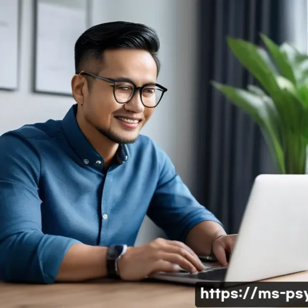 심리학 졸업 후 취업 - A professional Malaysian psychologist conducting an online counseling session via video call in a mo...