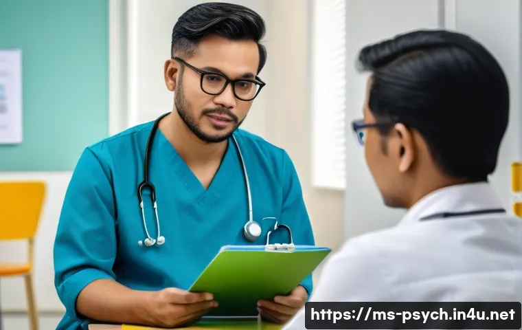 심리학 진로 및 취업정보 - A professional clinical psychologist in a modern Malaysian hospital setting, wearing smart casual at...