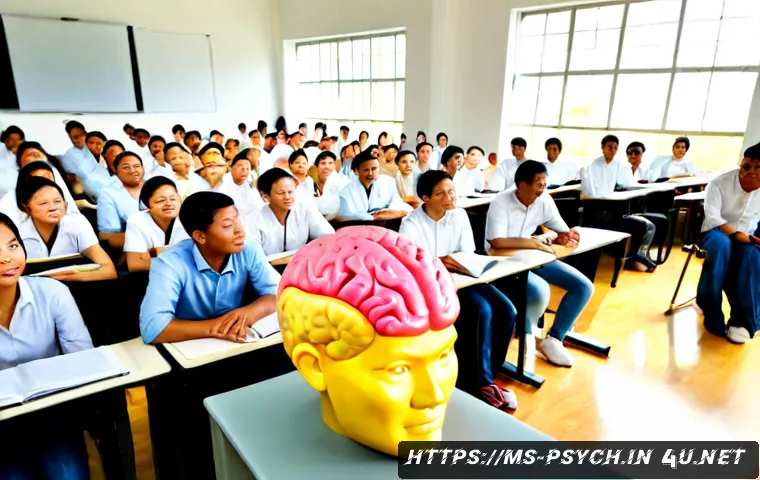 심리학 전공 필수과목 - Photorealistic university psychology classroom in Malaysia, diverse Malay, Chinese, and Indian under...